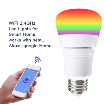 Bezdrôtový WIFI Smart Žiarovky Ovládanie Hlasom E27 E26 E14 B22 Stmievateľné Farba Spojenie, Kompatibilné S Alexa Domovská stránka Google