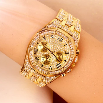 Európska American Fashion highend tri oko Zlaté pánske hodinky osobnosti nepremokavé oceľový pás diamond drahokamu Mužov Watchs