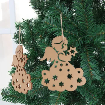 10pcs/pack drevené diy remesiel tvorivé duté vyrezávané vianočný stromček prívesok domáce dekorácie ručné DIY dovolenku dekorácie, rekvizity