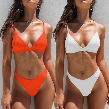 2021 Ženy Sexy Pevné Bikini Set Trojuholník Plavky S Nízkym Pásom Plavky Leto, Pláž Nosiť Žena Červené Plavky Biquini