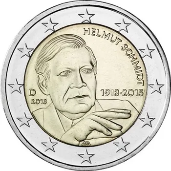 Nemecko 2 Euro 2018 Bývalý Premiér Schmidt Unc Nový, Originálny Mince Unc Pravých Eurových Mincí