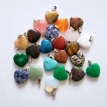 Veľkoobchod 50pcs/veľa Kvalitných Najrôznejších Srdce Prírodného Kameňa charms prívesky pre šperky robiť 20 mm módne darček