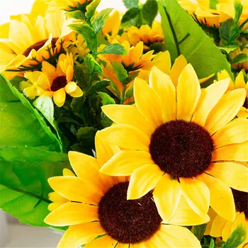 24 Hlavy Žlté Hodváb Slnečnice Umelé Flowersfor Home Office Strany Garden Hotel Svadobné Dekorácie