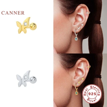 CANNER 1pcs 925 Sterling Silver Šperky Pre Ženy Motýľ, Láska Stud Náušnice, Piercing Smalt Pendientes Mama Darček 2021 Trend