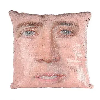Morská Víla Vankúš Nicolas Cage Pillowslip Super Svieti Reverzibilné Sequin Vankúš Hodiť Vankúš Prípade Auto Decoraion