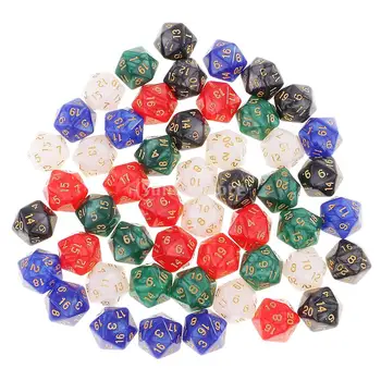 50Pcs Polyhedral Kockách Nastaviť D20 Kocky s Puzdro pre Dungeons and Dragons RPG MTG Doskové Hry Party Casino Dodávky