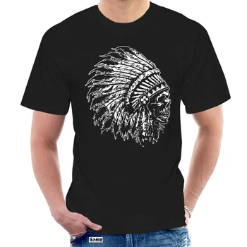 Tričko Lebky Indickej Tribal Americký Rodák Perie Pánske Čierne Tričko 8402W