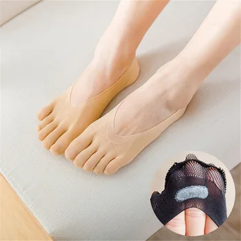 Ženy Lete Päť prstov Ponožky Žena Ultratenké Pohodlné Prst sokken s silikónové Priedušná valivé Neviditeľné Ponožky