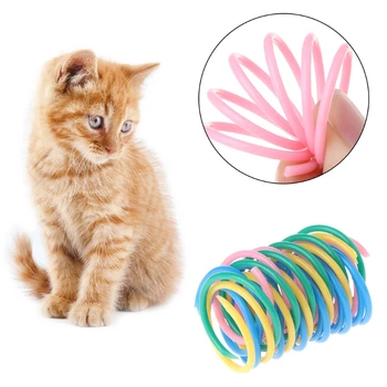 5 ks Hračiek pre Mačky Farebné Jar Plastové Bounce Pet Náhodné Farby Široký Rozchod Ťažký