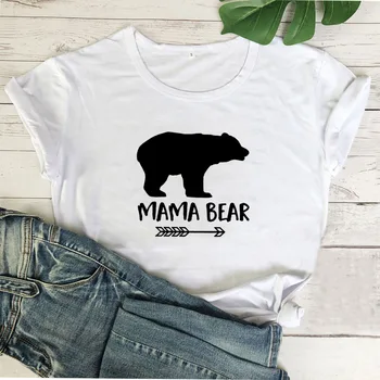 Kawaii Mama Medveď Grafické Tees Ženy T-shirt Bežné Mama T Shirt Ženy Krátke Bavlnené Tričko Ženy Top Šedá Camiseta Mujer