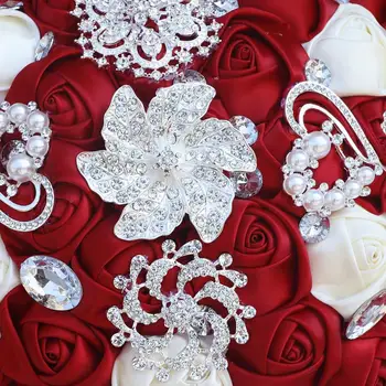 30 cm Svadobné Veľká Kytica Krásna Brošňa Diamond Svadobné Kytice Holding Umelého Saténu Ruže, Kvety Party Dekorácie W228D