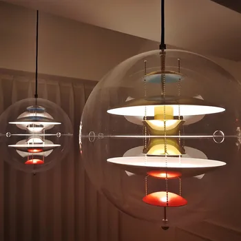 Postmoderných Tvorivé Reštaurácia Luster Nordic Dizajn Transparentné Sklo Loptu LED Luster Cafe Bar Restaurant Závesné Svetlo