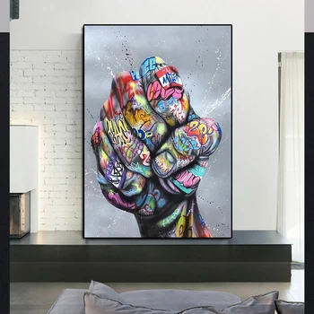 Maliarske plátno Abstraktný Graffiti Milovník Umenia Rukách Plagáty a Vytlačí Moderné Nástenné Art Obrázky pre Obývacia Izba Domova