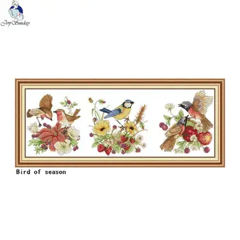 Vták sezóny cross stitch auta 14ct 11ct počítať vytlačiť plátno DIY kvet, vták vzor cross stitch vyšívanie, výšivky