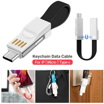 FONKEN USB Typu C Nabíjací Kábel Pre Xiao Redmi 8 9 10 Pro Micro USB, Android Telefón, Káblová Keychain Nabíjanie Kábel Pre Iphone Cabl