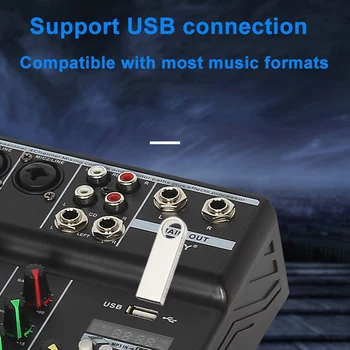 Profesionálne 4 Kanál Bluetooth Mixer o Miešanie DJ Konzola s Reverb Efekt pre Domáce Karaoke USB Live Stage KTV