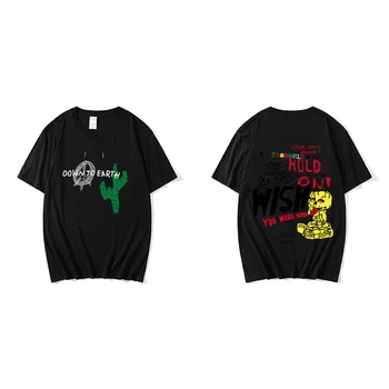 Pánske Vlastnú Hip-hop, Street T-shirt Dole Na Zem Leto-Krátke rukávy T-shirt Astroworld Scott Travis Kaktus Graffiti T-shirt