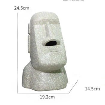 2021 Vintage Darčeky Tvorivé Zábavné Veľkonočné Moai Tkaniva Box Živice Domova Figúrky Veľkonočné Kameň Ľudia Čelia Socha Obrúsok Prípade