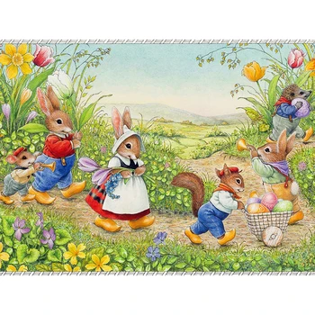 5D DIY plné Námestie vŕtačky Diamantové maľovanie Cross Stitch Cartoon králik rodiny Drahokamu výšivky Mozaiky domova