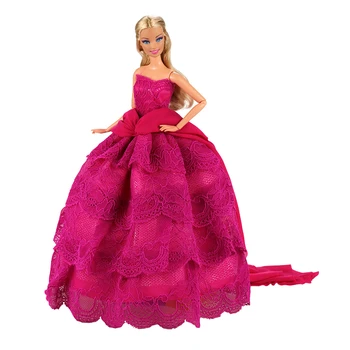 Barwa Módne Bábiky Príslušenstvo Krásne Handmade Rose Červené Multi-layer Luxusné Šaty Pre Barbie Najlepšie Princezná Dievča, Darček k Narodeninám