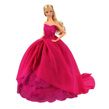 Barwa Módne Bábiky Príslušenstvo Krásne Handmade Rose Červené Multi-layer Luxusné Šaty Pre Barbie Najlepšie Princezná Dievča, Darček k Narodeninám