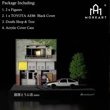 Počiatočné D 1/64 Scenérie MoreArt Pop Hračky TOYOT AE86 Doufu Obchod Diorama LED Nastaviť Verziu Black Kryt Kolekcie Darček