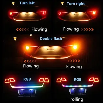 Auto Zadný Kufor, zadné Svetlo Zase signalizačná kontrolka Dynamické Streamer Výstražné Svetlo Auto LED Pásy 1,2 m 12V