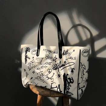 Nika Dizajn Jednotnej Tašky cez Rameno, Graffiti Plátno Nový Príliv Taška Veľká Kapacita Ramenný Tote Bag 2021 Luxusné Kabelky pre Ženy