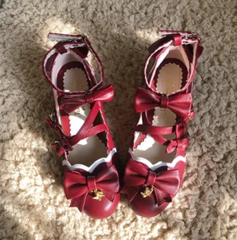 Japonský sladké lolita topánky kawaii dievča tea party princess kawaii topánky kríž obväz čipky bowknot dámske topánky loli cosplay cos
