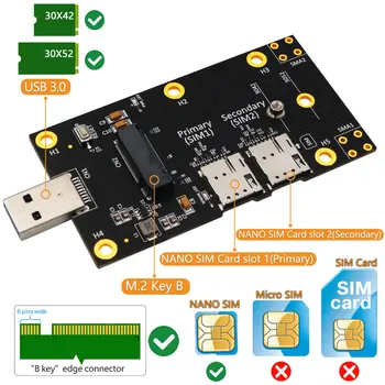 Nové M. 2 M2 na USB 3.0 Adapter Stúpačky Nano Dual SIM Sloty pre WWAN LTE Modul Adaptér Converter Karta Rozšírenie