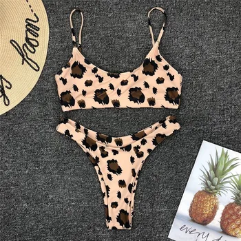 Hirigin Sexy Ženy, Leopard Tlač Bikini Set Push up Čalúnená Plavky, Plavky, plážové oblečenie dvojdielne Obleky