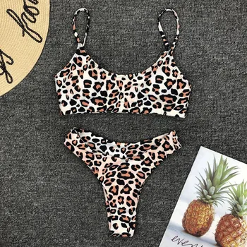 Hirigin Sexy Ženy, Leopard Tlač Bikini Set Push up Čalúnená Plavky, Plavky, plážové oblečenie dvojdielne Obleky