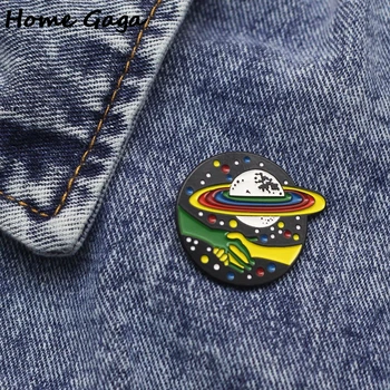 Homegaga cudzej planéte brošňa cool tričko bunda golier pin zliatiny smalt odznak pin klobúk pin kostým odznaky módne jewlery D2841