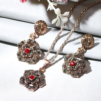SUNSPICE MS Vintage Náušnice Náhrdelníky Sady Pre Ženy Boho Kvetinové Šperky, Starožitný Zlatá Farba Nigérijský Svadobné Bijoux