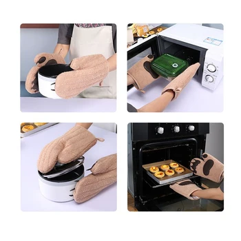 Pečenie rukavice Rúra silikónový anti-obarenie rukavice, kuchyňa mikrovlnná rúra na pečenie pribrala tepelne-odolné tepelne izolačné rukavice