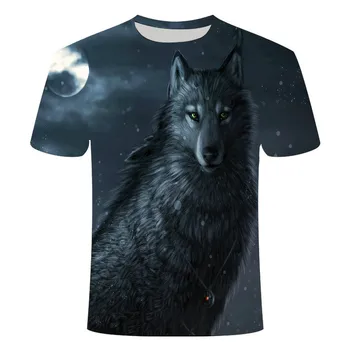 2021 pánskej Módy 3D Tlač Zvierat T-shirt Populárne Vlk Vzor Bežné Krátkym Rukávom Letné Nový Štýl