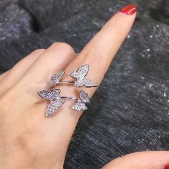 Európsky a Americký Štýl Nového Produktu Čerstvé Motýľ Micro Vykladané Otvoriť ukazovák Krúžok Dievčatá Módne All-zápas Partyjewelry