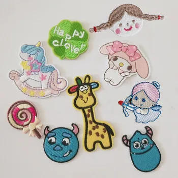 Samolepiace Cartoon Ice Cream Žirafa Rainbow Výšivky Opráv Oblečenie žehličky na Oblečenie Dievča Taška Deti Nášivka Pruhy