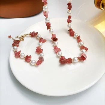 XIALUOKE Roztomilý Romantické Ružové Spar Pearl Strand Náramok Pre Ženy Trendy Joker Krásne Kamenné Náramky Šperky Priateľky