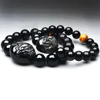 Obsidian Zákrutách Náramok Z Prírodného Kameňa PiuXui Tigrie Oko Feng Shui Pre Mužov, Ženy Unisex Bohatstvo Dobrý Talizman Ručne Vyrábané Šperky