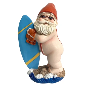 Vtipné Záhrade, Surfovanie Gnome Socha Muža Živice Nahé Goblin Gnome Trpaslíkov, Vonkajší výzdobu 5.9 cm
