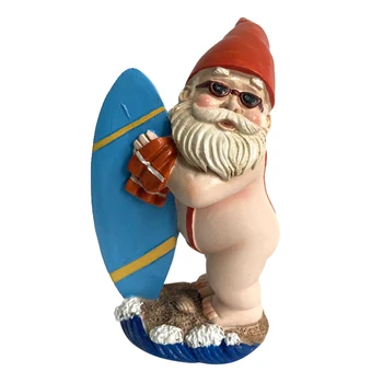 Vtipné Záhrade, Surfovanie Gnome Socha Muža Živice Nahé Goblin Gnome Trpaslíkov, Vonkajší výzdobu 5.9 cm