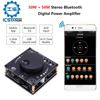 2*50W Bluetooth Reproduktorov 5.0 Triedy D, Audio Zosilňovač 10W~200W HiFi Stereo AUX Mini USB Hudbu Zvuková Karta APLIKÁCIE Digitálneho ZOSILŇOVAČA