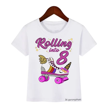 Novo dievčatá tričko funy pohode korčule graphic1--10years staré narodeninovej party oblečenie letné chlapci t-shirt bežné unisex tričko topy