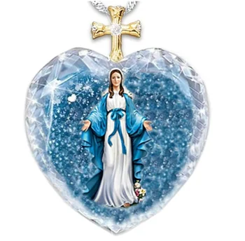 Nádherné Módne Panny Márie Krištáľové Sklo Ženy Náhrdelník Mužov a Žien Modlitba Šperky, Prívesok Valentína Darček
