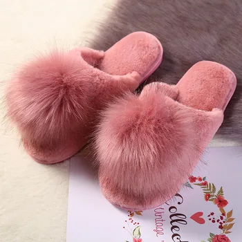 2019 mesiac jeseň a v zime nový pár kórejská verzia plyšové loptu non-slip domov spálňa teplé bavlnené papuče ženy