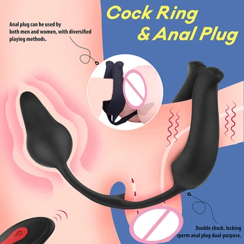 Pár Vibrátor s Análny Zadok Plug pre Penis Klitoris Stimulácia Penis Krúžok Prípravy Diaľkové Nabíjateľná Sexuálne Hračky pre Mužov Pár