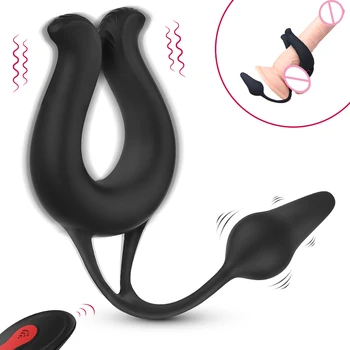 Pár Vibrátor s Análny Zadok Plug pre Penis Klitoris Stimulácia Penis Krúžok Prípravy Diaľkové Nabíjateľná Sexuálne Hračky pre Mužov Pár