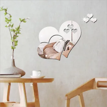 3D Zrkadlo Láska Srdcia Stenu, Nálepky, Obtisky DIY Samolepky na Stenu pre Obývacia Izba Modernom Štýle Domov Izba Umenie nástenná maľba Dekorácií Vymeniteľné
