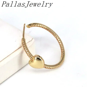 5Pairs Zlata-Farebná Veľké Srdce Hoop Náušnice Pre Ženy CZ Micro Pave Veľké Okrúhle Náušnice Cubic Zirconia Luxusné Šperky Darček